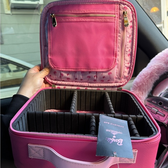 Barbie Pink Cosmetic Case with Palm Design - Picture 2 of 3